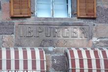 Detail of the inscription chiselled in the stone 'I.B. Purger, 1854'