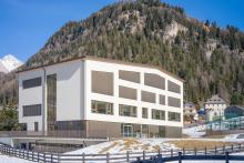 New building of the middle school in Wolkenstein, Val Gardena.
